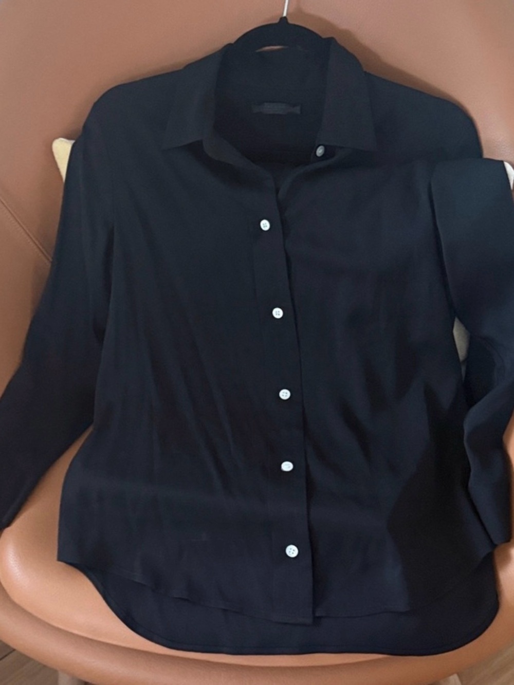 The Row Black Silk Button-Front Shirt